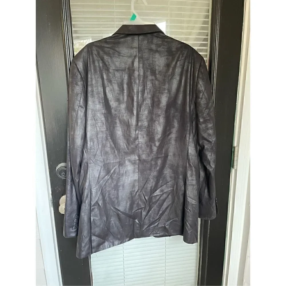 Fezza Men’s Sport Coat Black Size 44L Metallic Formal Party Wedding